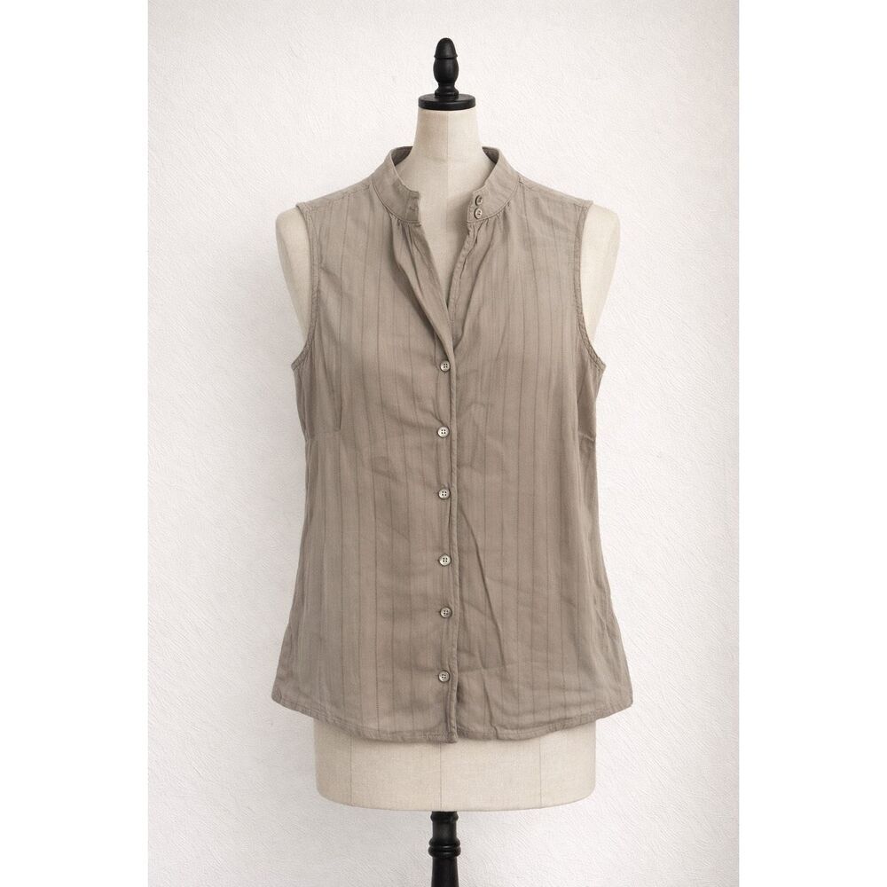 Blunauta Sleeveless Cotton Button Front Blouse Women’s IT 42 Light Gray
